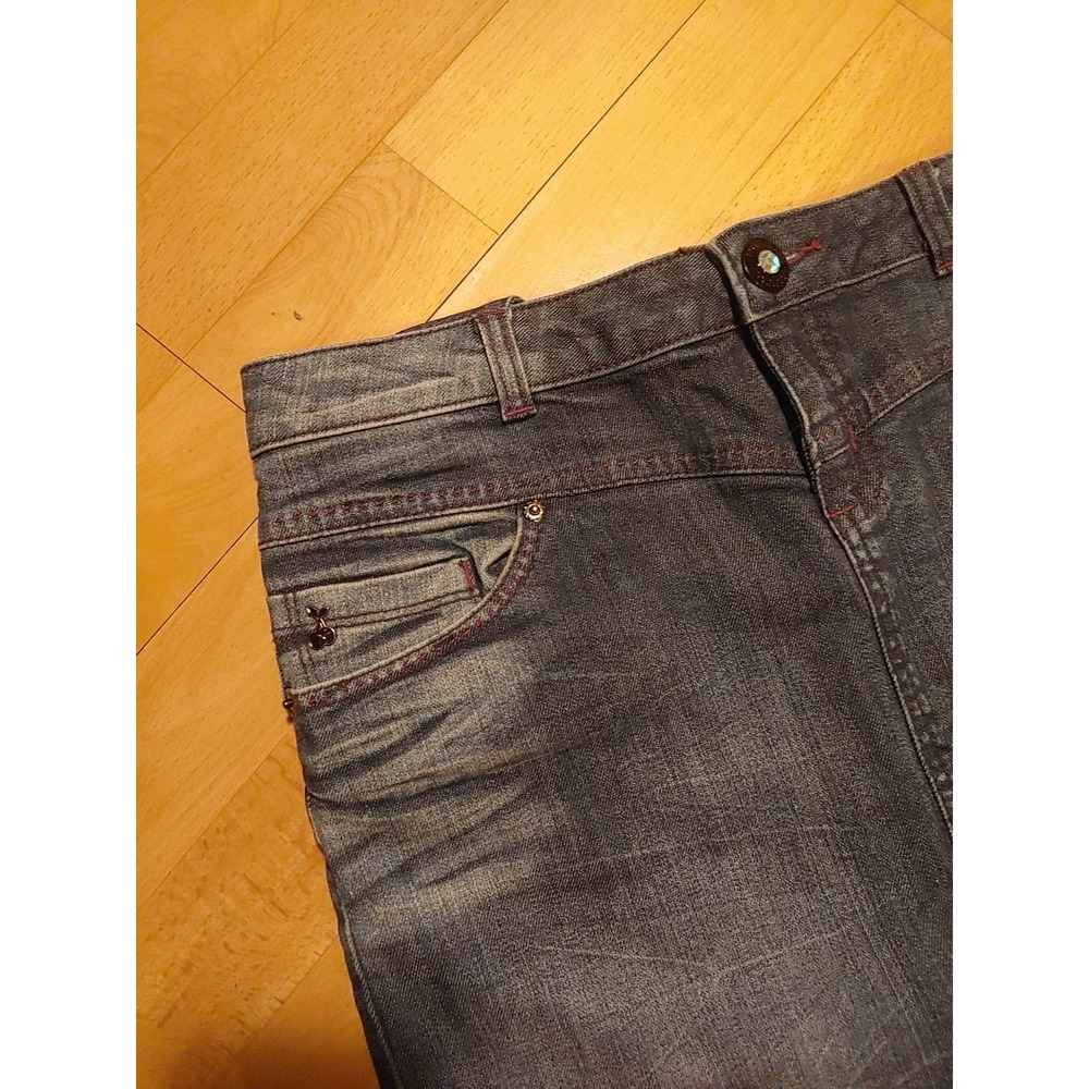 Foxy Jeans Distressed Denim Button Up Jean Skirt Size 13/32 - Picture 2 of 12